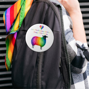 LGBTQ Rainbow Sheep Button