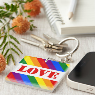 LGBTQ+ Rainbow square Flag Love for Pride Month - Keychain