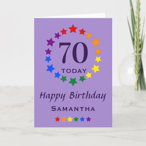 LGBTQ Rainbow Stars _ 70 Today or Any Age Birthday Card