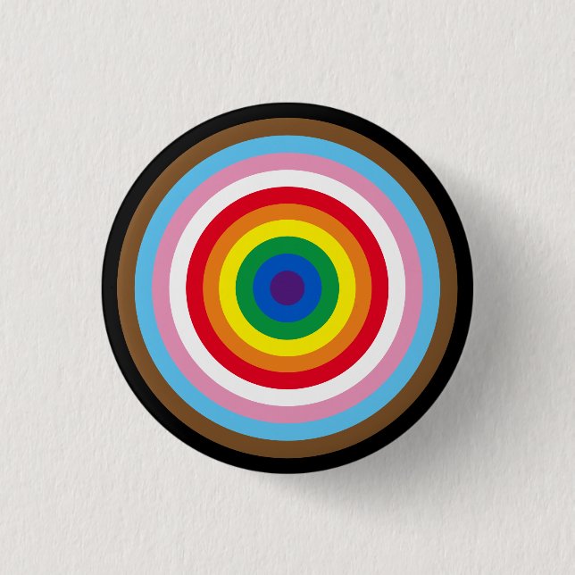 Lgbtq rainbow stripes bullseye gay pride flag cool button (Front)