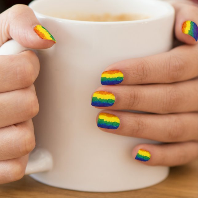 LGBTQ+ Rainbow Watercolor Pride Minx Nail Art (Insitu - Mug)