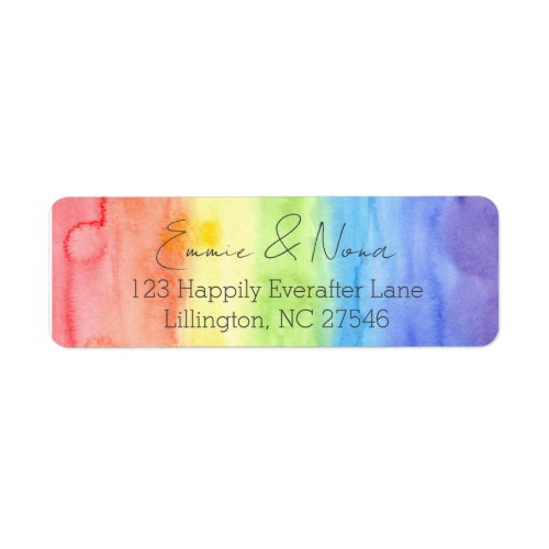 LGBTQ Rainbow Watercolor Return Address Label