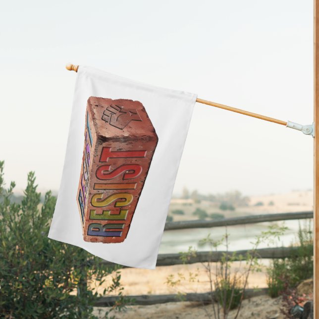 LGBTQ+ "RESIST" Brick House Flag (Insitu (Back))