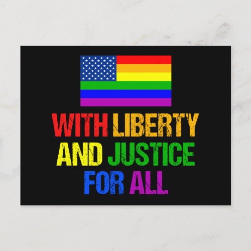 LGBTQ Rights Rainbow American Flag Gay Pride Black Postcard