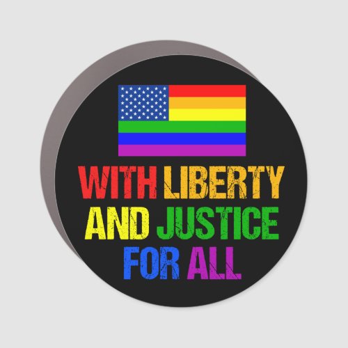 LGBTQ Rights Rainbow American Flag Gay Pride Car Magnet