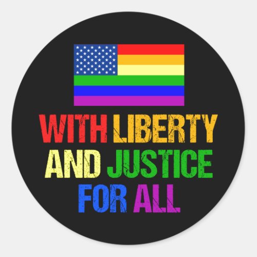 LGBTQ Rights Rainbow American Flag Gay Pride Classic Round Sticker