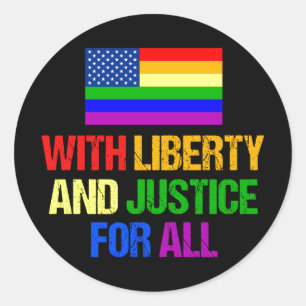 LGBTQ Rights Rainbow American Flag Gay Pride Classic Round Sticker