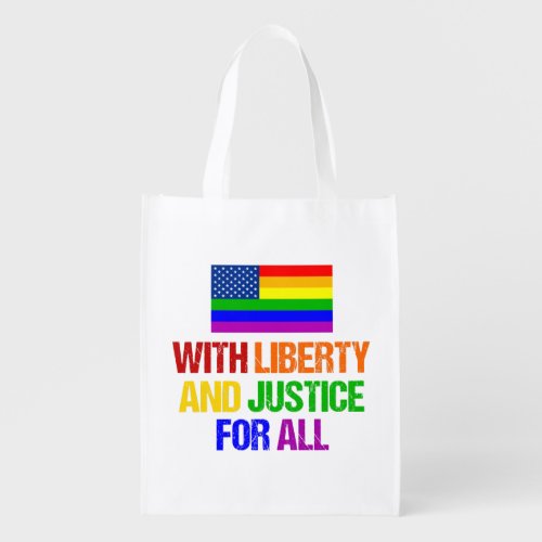 LGBTQ Rights Rainbow American Flag Gay Pride Grocery Bag