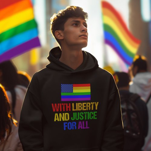 LGBTQ Rights Rainbow American Flag Gay Pride Hoodie