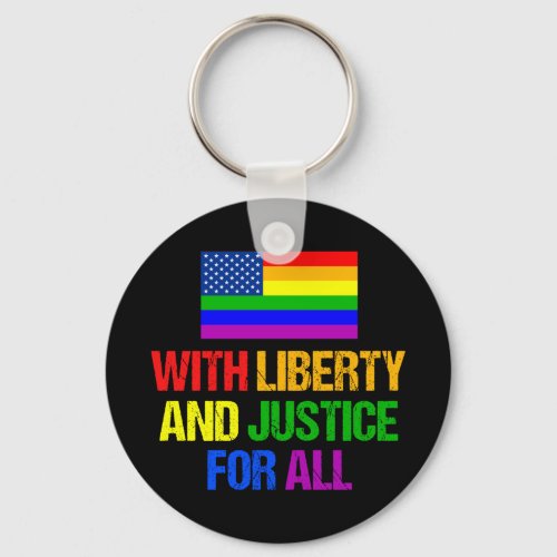 LGBTQ Rights Rainbow American Flag Gay Pride Keychain