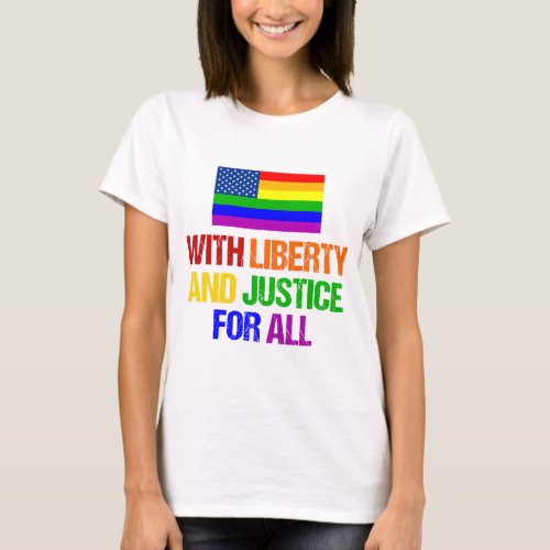 LGBTQ Rights Rainbow American Flag Gay Pride T_Shirt