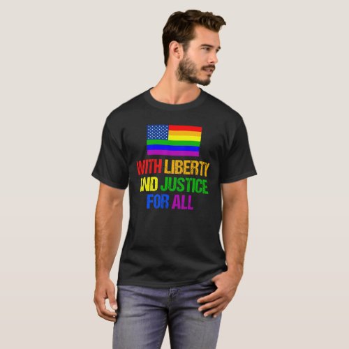 LGBTQ Rights Rainbow American Flag Gay Pride T_Shirt