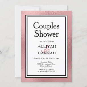 LGBTQ Rose Gold Modern Couples Shower Invitation