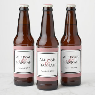 LGBTQ Rose Gold Modern Wedding Beer Bottle Label