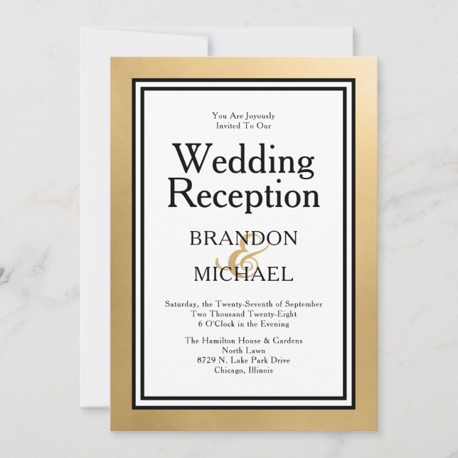 LGBTQ Rose Gold Modern Wedding Recepti  Invitation (Front)