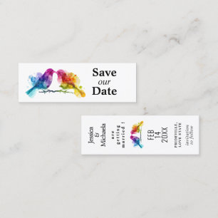 LGBTQ+ save the date 🌈budget Rainbow Lovebirds Calling Card