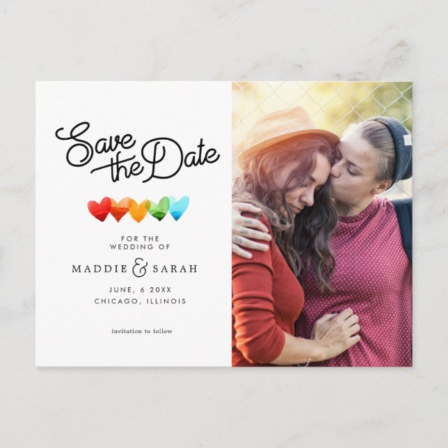 LGBTQ - Save the Date Script with Photo Postcard (Front)