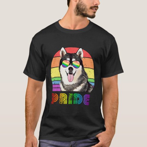 Lgbtq Siberian Husky Dog Rainbow Gay Pride T_Shirt