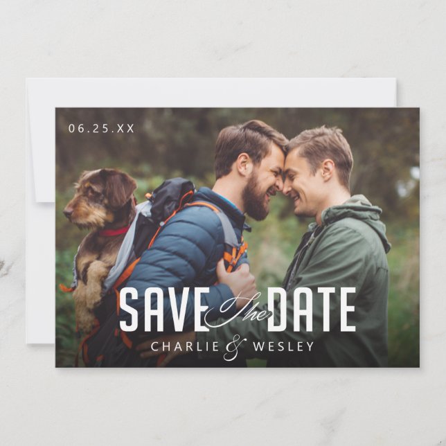 LGBTQ Simple Traditional Save the Date with Photo (Front)