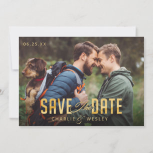 LGBTQ Simple Traditional Save the Date with Photo