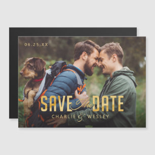 LGBTQ Simple Traditional Save the Date with Photo Magnetic Invitation