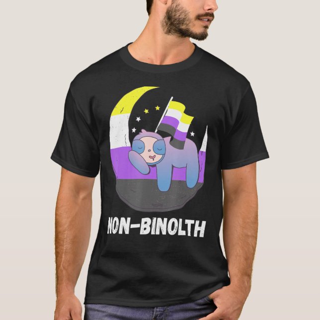 Lgbtq Sloth Moon Nonbinary Flag Nonbinary Pride Ge T-Shirt (Front)