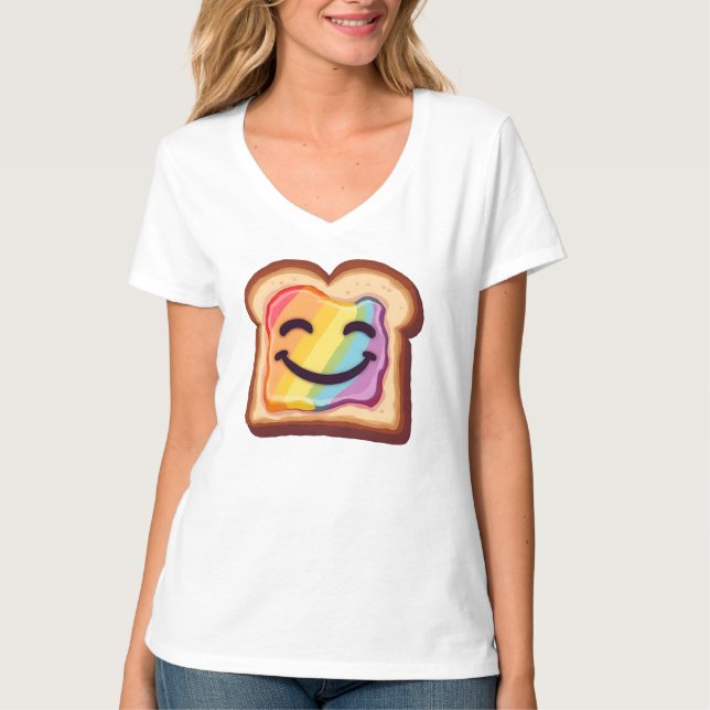 LGBTQ smiling slice of toast topped with vibrant r T-Shirt (Front)