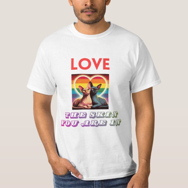 LGBTQ+ Sphynx Cats Love Skin You're In Men's T-Shirt (Front)