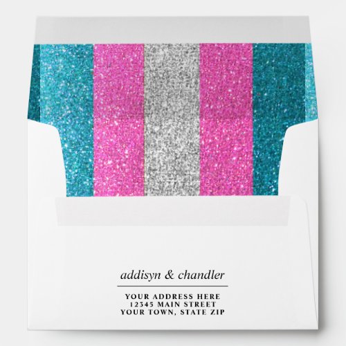 LGBTQ Trans Chic Modern White Wedding Glitter Envelope