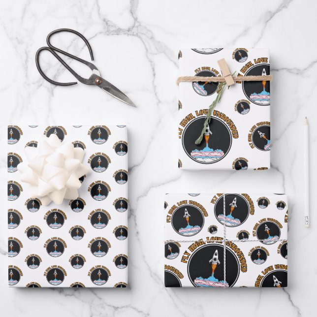 LGBTQ Transgender Flag, Fly High, Love Unbounded Wrapping Paper Sheets (Front)