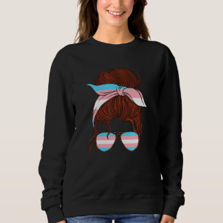 Lgbtq Transgender Messy Hair Girl Transsexual Flag Sweatshirt