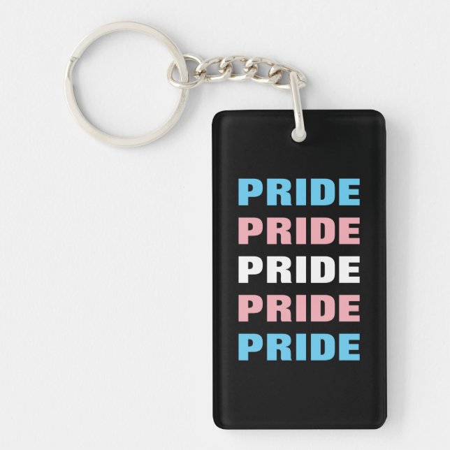 LGBTQ Transgender Pride Customizable Repeated Text Keychain (Front)