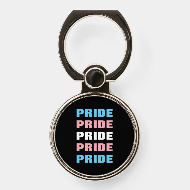 LGBTQ Transgender Pride Customizable Repeated Text Phone Ring Stand (Front)