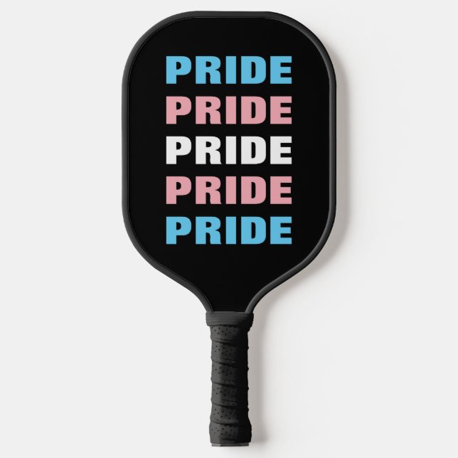 LGBTQ Transgender Pride Customizable Repeated Text Pickleball Paddle (Front)