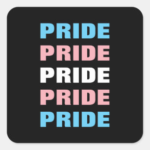 LGBTQ Transgender Pride Customizable Repeated Text Square Sticker