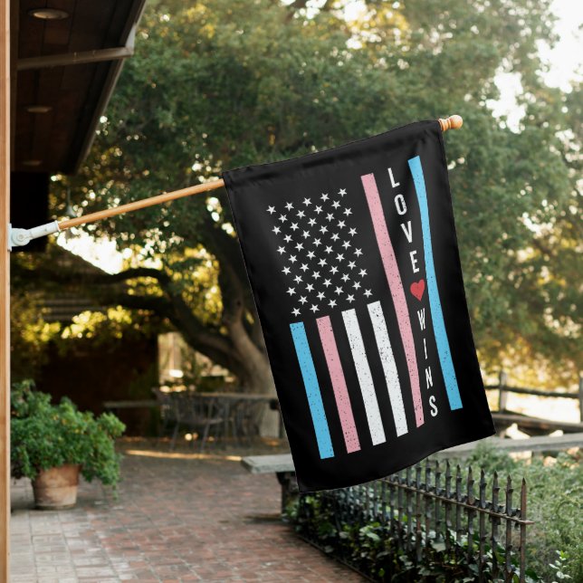 LGBTQ Transgender Pride Love Wins US American Flag (In SItu)
