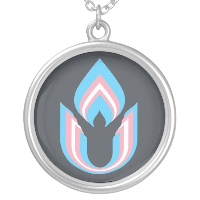 LGBTQ transgender Unitarian Universalism chalice Silver Plated Necklace (Front)