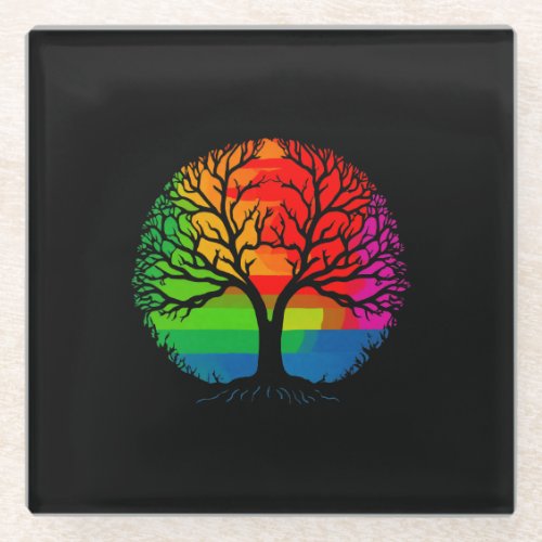 LGBTQ Tree Equality  Diversity Glass Coaster
