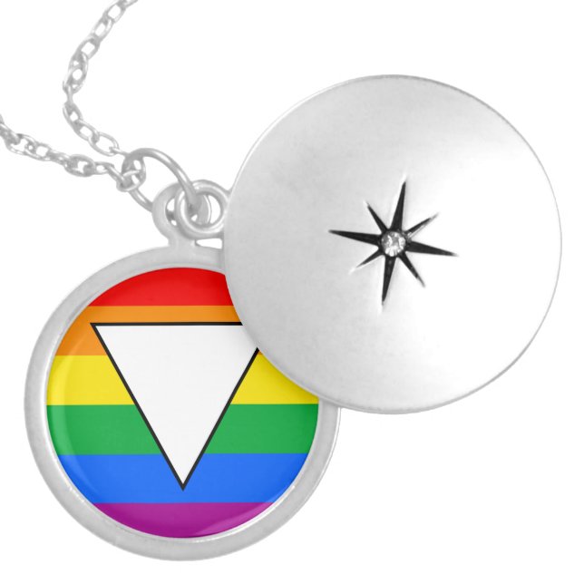 LGBTQ+ Triangle and Rainbow Pride Locket Necklace (Front)