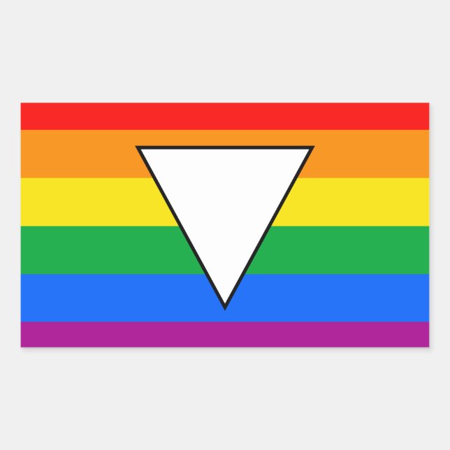 LGBTQ+ Triangle and Rainbow Pride Rectangular Sticker (Front)