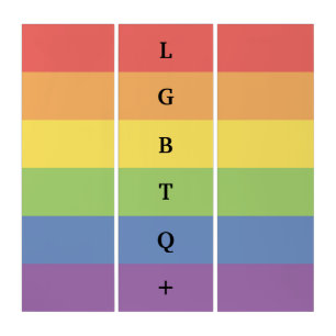 LGBTQ+ Triptych Rainbow Pride Flag Colors Text