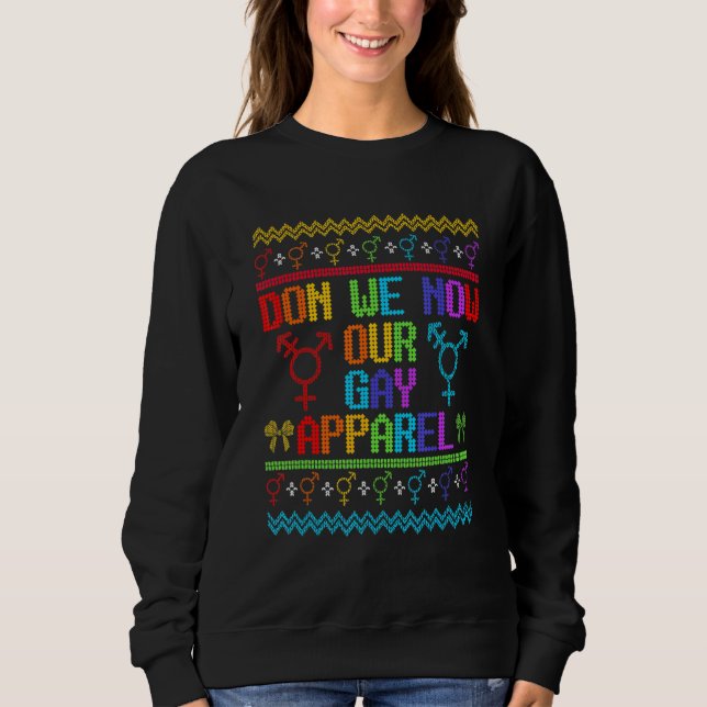 Lgbtq Ugly Christmas Sweater Don We Now Our Gay Ap (Front)