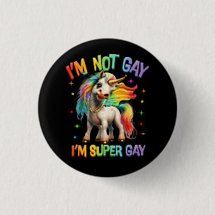 LGBTQ Unicorn Super Gay Pride LGBT Ally Rainbow Fl Button