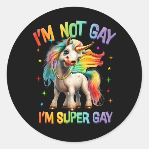 LGBTQ Unicorn Super Gay Pride LGBT Ally Rainbow Fl Classic Round Sticker