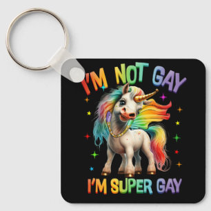 LGBTQ Unicorn Super Gay Pride LGBT Ally Rainbow Fl Keychain