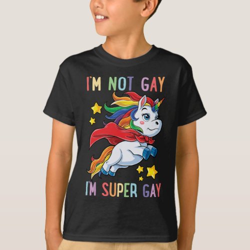 LGBTQ Unicorn Super Gay Pride LGBT Ally Rainbow Fl T_Shirt