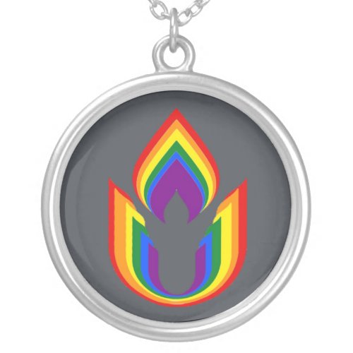 LGBTQ Unitarian Universalism flaming chalice Silver Plated Necklace