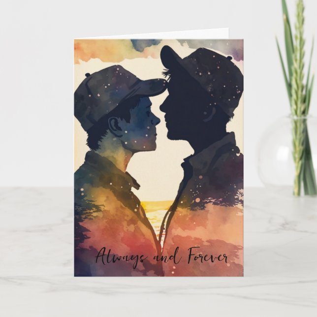 LGBTQ Valentine Anniversary Gay Couple Card (Front)