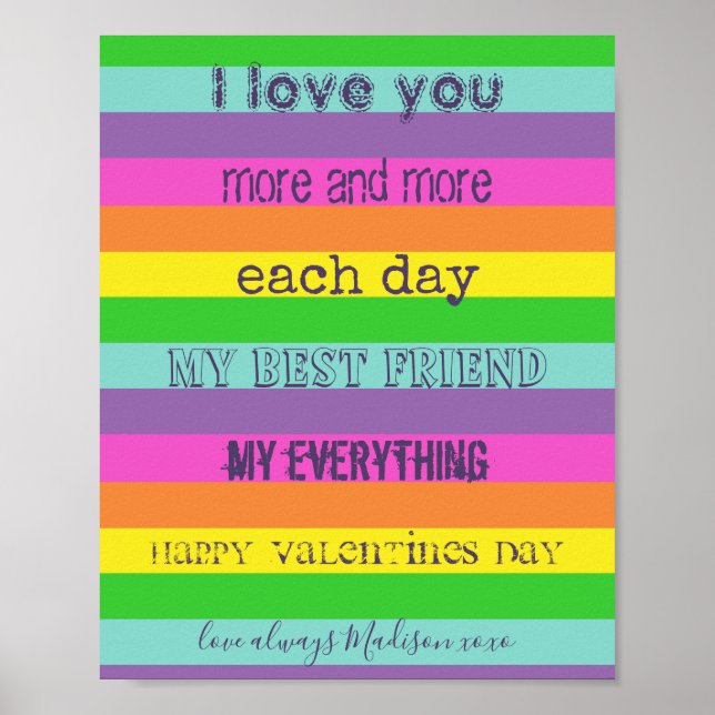 LGBTQ Valentines Day Rainbow Flag  Poster (Front)