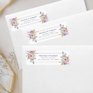 LGBTQ Watercolor Floral Wedding Return Address Label